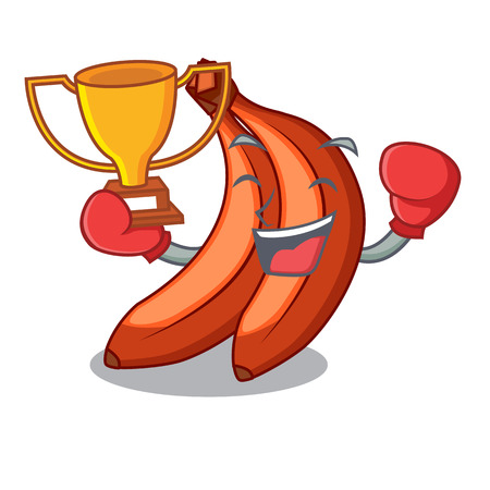 Boxing winner banana merah in the shape cartoon vector illustartionのイラスト素材