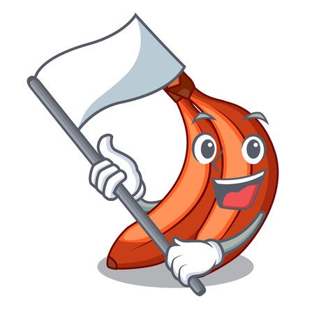 With flag banana merah in the shape cartoon vector illustartionのイラスト素材