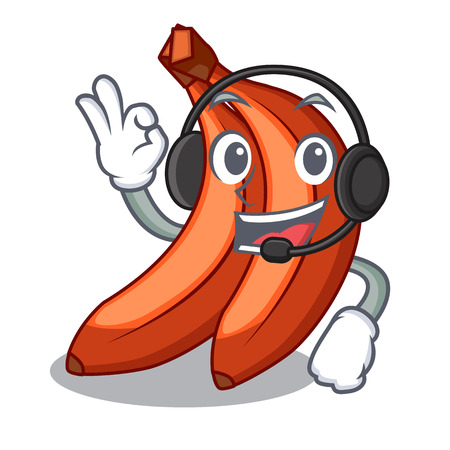With headphone banana merah in the shape cartoon vector illustartionのイラスト素材