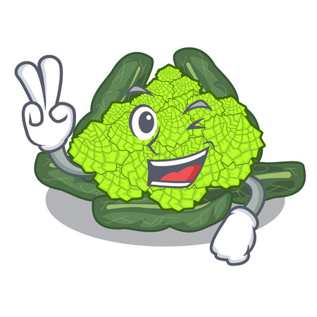 Two finger detail texture of roman cauliflower character vector illustrationのイラスト素材