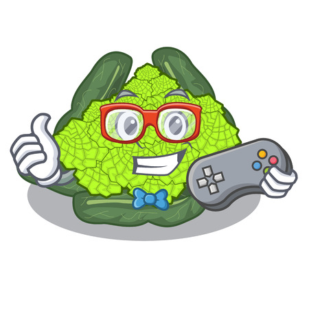 Gamer roman caulifloer above table cartoon woodenvector illustrationのイラスト素材