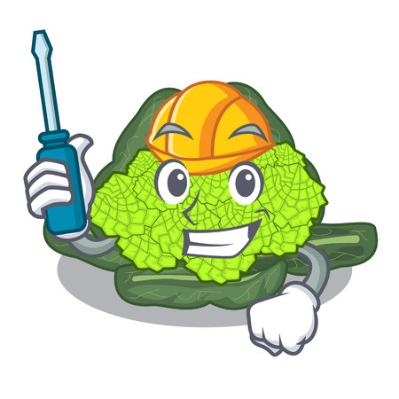 Automotive roman cauliflower isolated on the mascot vector illustrationのイラスト素材