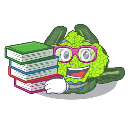Student with book roman cauliflower isolated on the mascot vector illustrationのイラスト素材
