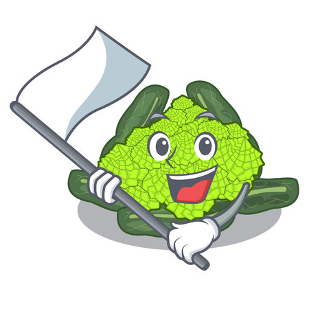With flag roman cauliflower isolated on the mascot vector illustrationのイラスト素材