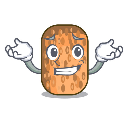 Grinning fried tempeh in bowl character wooden vector illustrationのイラスト素材