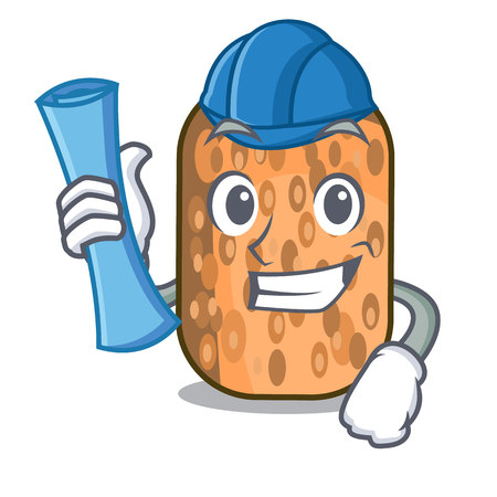 Architect fried tempeh in bowl character wooden vector illustrationのイラスト素材