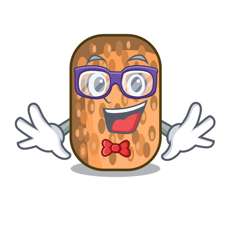 Geek fried tempeh in bowl character wooden vector illustrationのイラスト素材