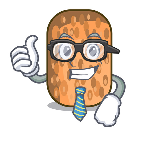 Businessman fried tempeh in bowl character wooden vector illustrationのイラスト素材