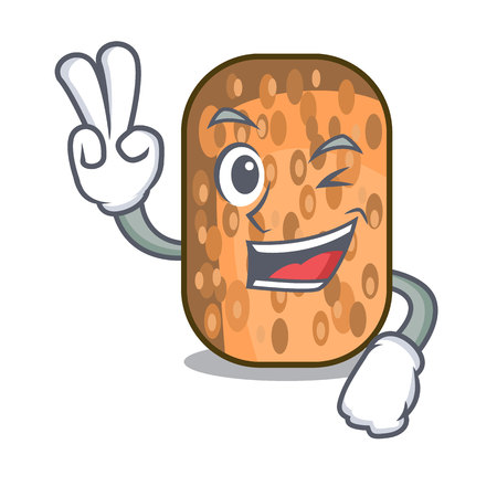 Two finger fried tempeh in bowl character wooden vector illustrationのイラスト素材