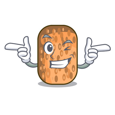 Wink fried tempeh in bowl character wooden vector illustrationのイラスト素材