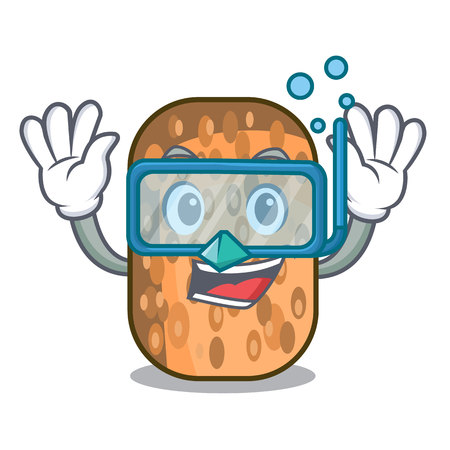 Diving fried tempeh in bowl character wooden vector illustrationのイラスト素材