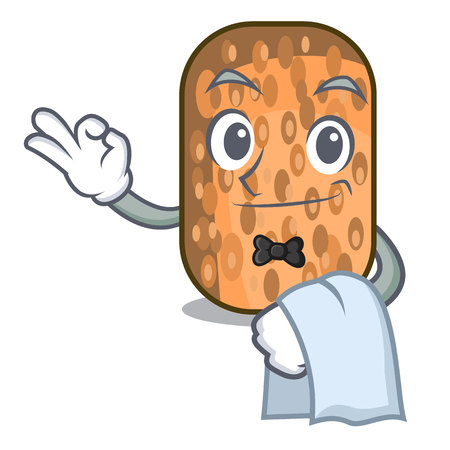 Waiter fried tempeh snack above cartoon leaf vector illustrationのイラスト素材
