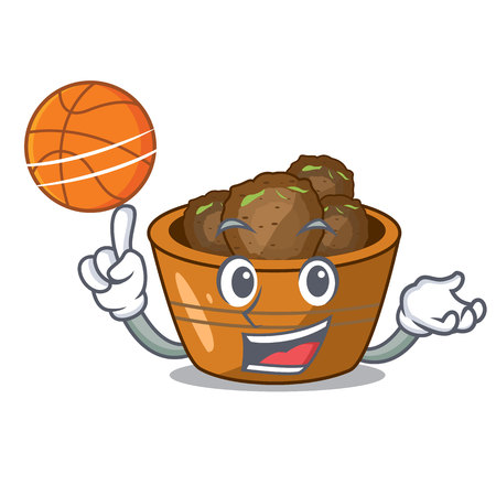With basketball jamun gulab in a cartoon bowl vector illustrationのイラスト素材