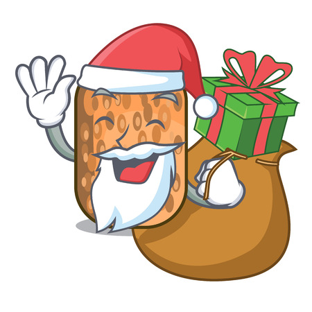 Santa with gift fried tempeh on the mascot plate vector illustrationのイラスト素材