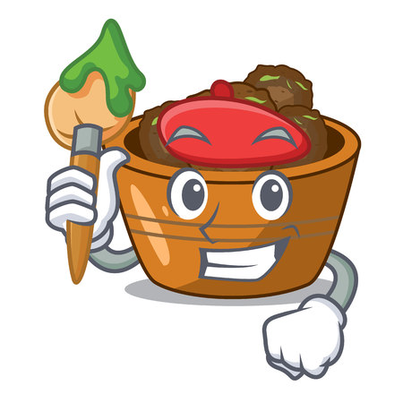 Artist jamun gulab in a cartoon bowl vector illustrationのイラスト素材