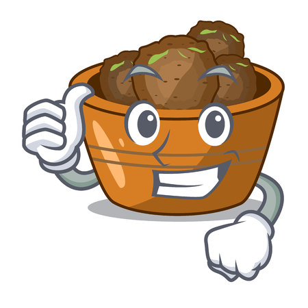 Thumbs up gulab jamun on the character table vector illustartionのイラスト素材