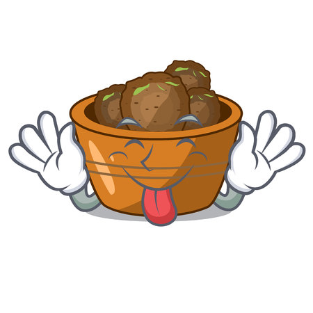 Tongue out gulab jamun sprinkled with sugar mascot vector illustartionのイラスト素材