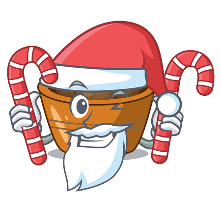 Santa with candy gulab jamun sprinkled with sugar mascot vector illustartionのイラスト素材