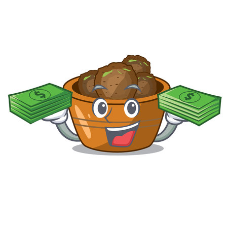 With money bag gulab jamun a very delicious cartoon vector illustartionのイラスト素材
