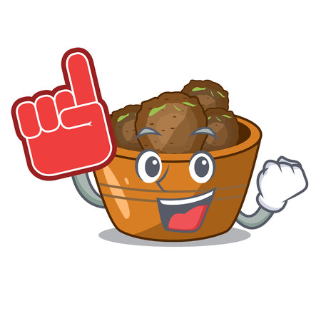 Foam finger gulab jamun sprinkled with sugar mascot vector illustartionのイラスト素材