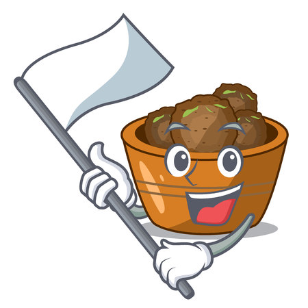 With flag gulab jamun sprinkled with sugar mascot vector illustartionのイラスト素材