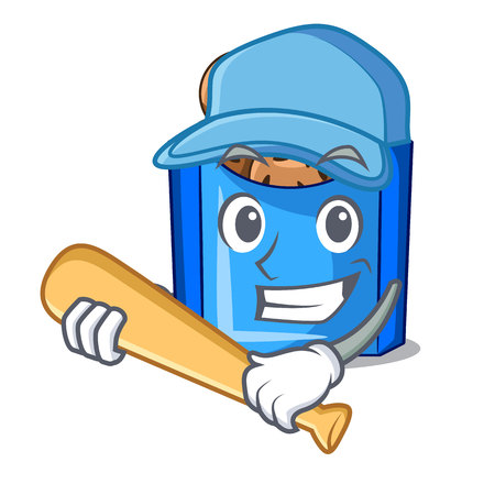 Playing baseball cartoon fried falafel is ready eat vector illustartionのイラスト素材