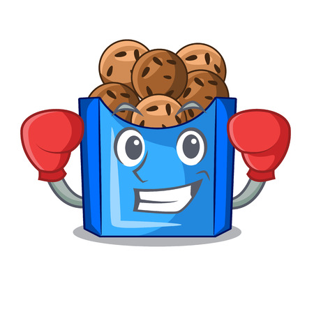 Boxing cartoon fried falafel is ready eat vector illustartionのイラスト素材