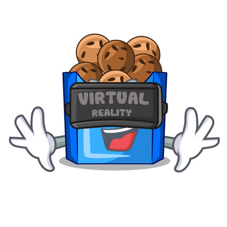 Virtual reality fried falafel is on character plates vector illustrationのイラスト素材