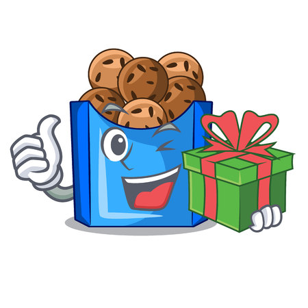 With gift fried falafel is on character plates vector illustrationのイラスト素材