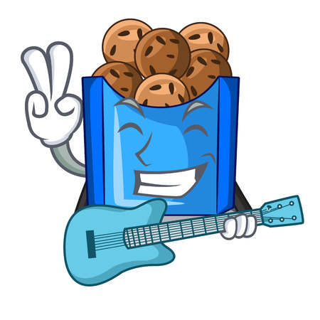With guitar fried falafel is on character plates vector illustrationのイラスト素材