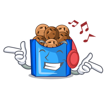 Listening music fried falafel is on character plates vector illustrationのイラスト素材