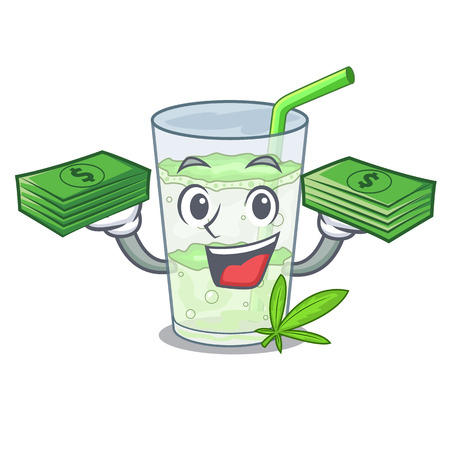 With money bag water lassi bhang in character cup vector illustartionのイラスト素材