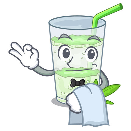 Waiter water lassi bhang in character cup vector illustartionのイラスト素材