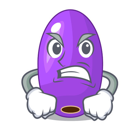 Angry fruit jambolan in a cartoon basket vector illustrationのイラスト素材