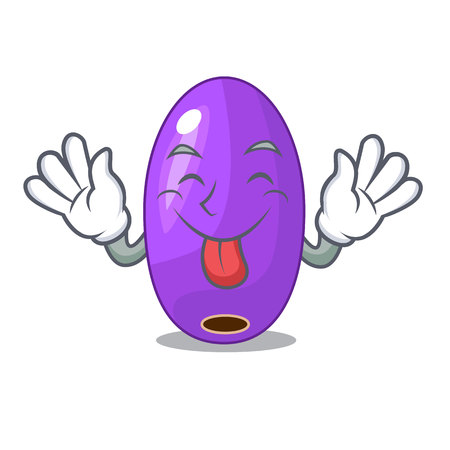 Tongue out fruit jambolan isolated in the mascot vector illustrationのイラスト素材