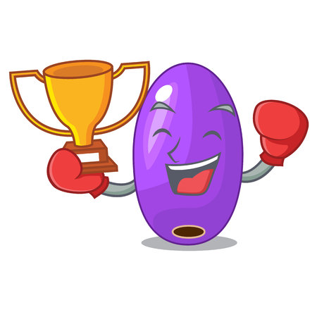 Boxing winner fruit jambolan isolated in the mascot vector illustrationのイラスト素材