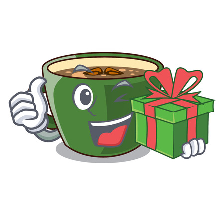 With gift Indian masala tea in cartoon cup vector illustartionのイラスト素材