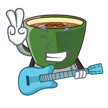 With guitar Indian masala tea in cartoon cup vector illustartionのイラスト素材