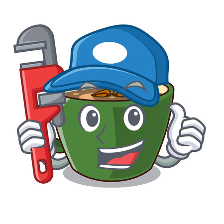 Plumber indian masala tea isolated on mascot vector illustrationのイラスト素材