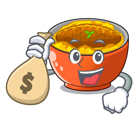 With money bag katsudon cartoon is ready to eaten vector illustartionのイラスト素材