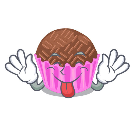 Tongue out brigadeiro is wrapped in a mascot vector illustartionのイラスト素材
