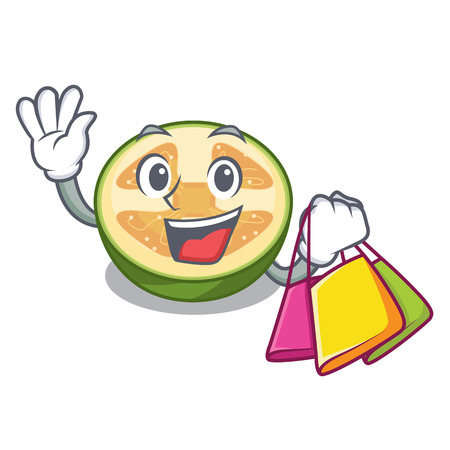 Shopping faijoa fruit juice on character glass vector illustrationのイラスト素材
