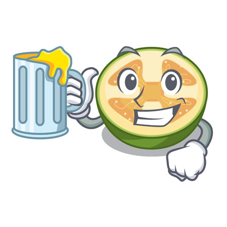 With juice feijoa fruit slices on cartoon plate vector illustrationのイラスト素材