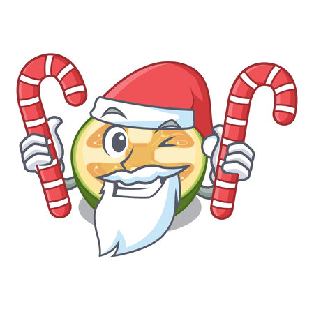 Santa with candy fruit feijoa isolated on the mascot vector illustrationのイラスト素材