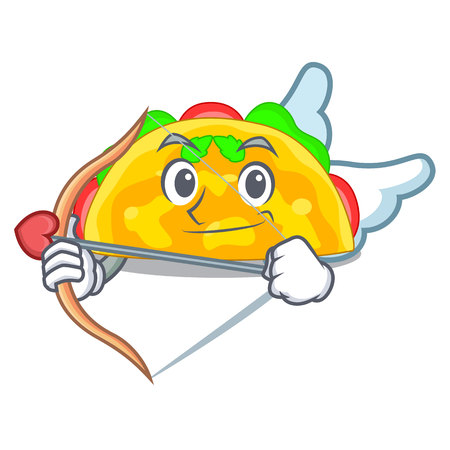Cupid omelatte served on wooden cartoon plate vector ilustrationのイラスト素材
