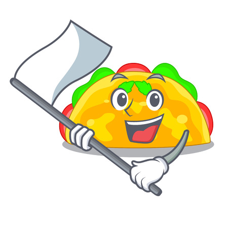 With flag omelatte fried isolated on the mascot vector illustrationのイラスト素材
