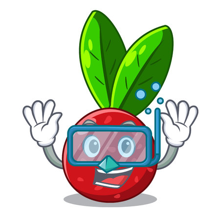 Diving sliced fruit yangmei on character plate vector illustrationのイラスト素材