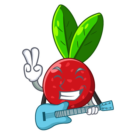 With guitar fruit yangmei in the cartoon fridge vector illustrationのイラスト素材