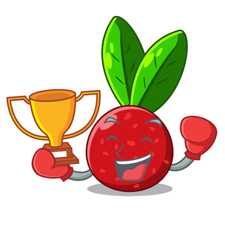 Boxing winner fruit yangmei isolated on the mascot vector illustrationのイラスト素材