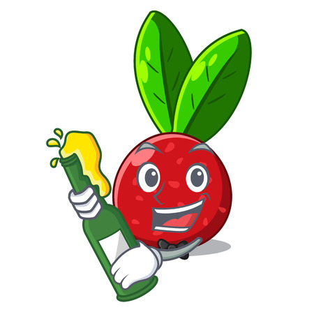 With beer fruit yangmei isolated on the mascot vector illustrationのイラスト素材